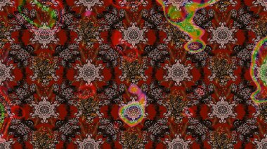 Raster düz çiçek çizim deseni. Kahverengi ve kırmızı renkte çiçekler. Tasarım hediye paketi, tebrik kartları, posterler ve afiş tasarımı.