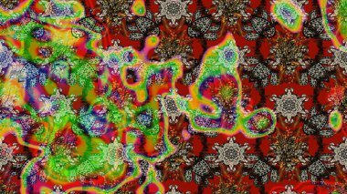 Raster illüstrasyonu. Anti-stres için soyut örnek sayfası. Kırmızı ve yeşil renklerde.