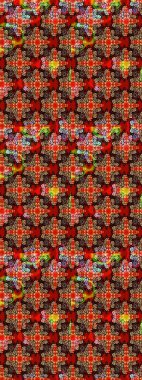 Raster illüstrasyonu. Tropik çiçek desenleri. Kırmızı ve siyah renkte çiçekler.