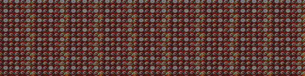 Çok renkli ve kırmızı zarif küçük çiçekler ve gri ve kırmızı renkli komik böcekler, raster deseni, illüstrasyon.