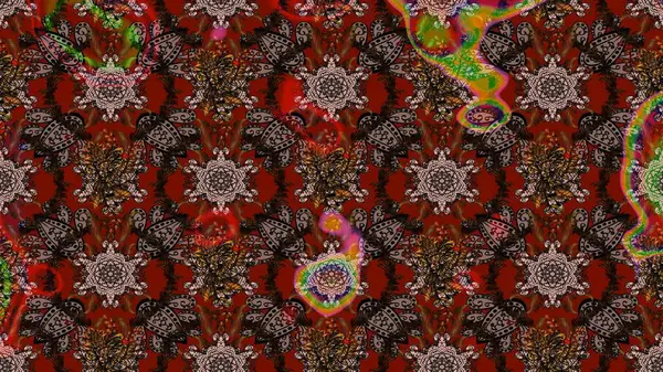 Raster düz çiçek çizim deseni. Kahverengi ve kırmızı renkte çiçekler. Tasarım hediye paketi, tebrik kartları, posterler ve afiş tasarımı.