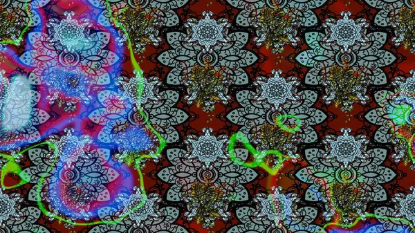 Güzel kumaş deseni. Güzel karalamalı çiçek desenli çizim. Küçük çiçekteki sevimli çiçek deseni. Raster illüstrasyonu.