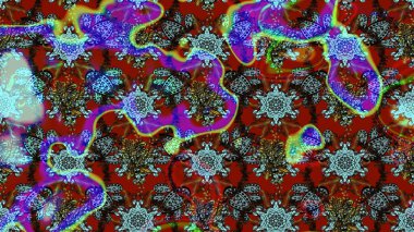 Kırmızı ve mavi çiçekli eskiz deseni, suluboya çiçek deseni, sevimli çiçek, duvar kağıdı, kart veya kumaş için fayanslı. Raster - stok.