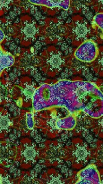 Manzaralı çiçek deseni. Üst manzara, yumuşak yeşil ve kahverengi renkli. Sevgililer günü ve tebrik kartı konsepti için şık bir davetiye. Çiçek kompozisyonu, el boyası, hassas şablon..