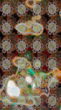 Gri ve kahverengi renkli çiçekler. Raster illüstrasyonunda çiçek deseni çizimi.