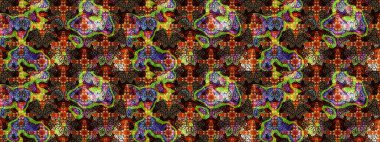 Eski moda arka plan. Raster illüstrasyonu. Güzel, parlak, pürüzsüz kumaş, tuval. Kıvırcık, parlak örgü. Desen, çizim, çiçek sınırı. Çiçeklerin çelengi.