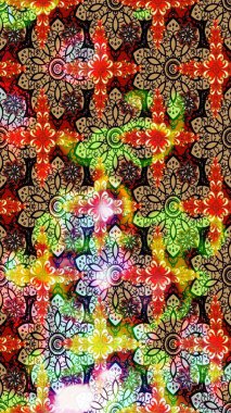 Kırmızı ve bej renkli çiçeklerle çizilmiş çiçek deseni. Suluboya tarzında kırmızı ve bej renkte çiçekler.