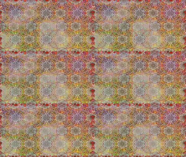 Yumuşak, bahar çiçekli arka plan. Çiçekli karalama şeklinde Raster çiçek deseni. Bej ve kahverengi renkte çiçekler.