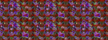 Küçük çiçekli basit bir çiçek çizimi. Kırmızı ve kahverengi renkte sevimli çiçekler. Moda baskısı, albüm, ambalaj kağıdı ve duvar kağıdı için zarif dekoratif süslemeler. Raster illüstrasyonu.