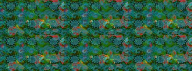 Çiçekli karalama şeklinde Raster çiçek deseni. Yumuşak, yaz çiçekleri yeşil ve mavi renklerde. Raster illüstrasyonu.