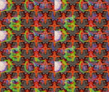 Raster illüstrasyonundaki çiçek desenli çizim. Düz Çiçek Elementleri Tasarımı. Kahverengi renkli çiçekler. Renkli Yaz Teması çizim şablonu.