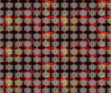 Şirin çiçekli eskiz deseni ve siyah renkli yapraklar, suluboya çiçek deseni, duvar kağıdı, kart veya kumaş için fayanslı. Raster illüstrasyonu.