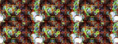 Organik elementler. Botanik çizim kalıbı. Raster deseni. Suluboya etkisi.