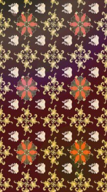 Çiçek desenli raster, kahverengi ve mor çizgi grafik desenli soyut raster arkaplan. Modern stil dokusu.