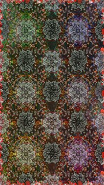 Sevimli çiçek raster deseni. Gri ve kahverengi renkli çiçekler. Düz Çiçek Elementleri Tasarımı. Renkli Bahar Teması Kusursuz Arkaplan.