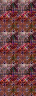 Çiçek desenli eskiz. Kahverengi renkli çiçekler. Tişört baskısı için çiçek boyama rasteriName.