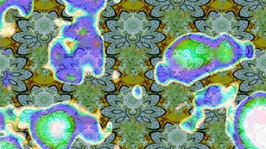 Çiçek desenli raster, yeşil ve mavi çizgi grafik desenli soyut raster arkaplan. Modern stil dokusu.