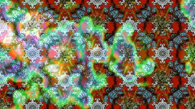 Raster illüstrasyonu. Yeşil ve kahverengi renkli çiçekler. Çizim çiçek deseni duvar kağıdı için kullanılabilir.