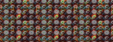 Raster suluboya çiçek deseni, narin çiçekler, siyah ve kırmızı çiçekler, tebrik kartı şablonu. Raster Güzel kumaş deseni.