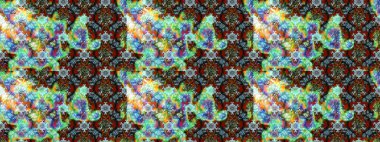 Raster illüstrasyonundaki çiçek desenli çizim. Mavi ve yeşil renkte çiçekler.