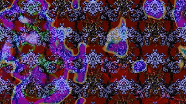 Süslü kumaş deseni. Düz Çiçek Elementleri Tasarımı. Renkli Bahar Teması eskiz kalıbı. Raster illüstrasyonunda çiçek deseni çizimi.