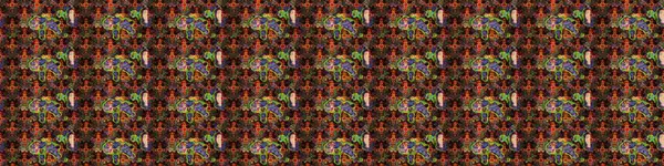 Kahverengi ve siyah renkte etnik çiçeklerle süslenmiş zarif bir eskiz şekli. Raster Çiçek İllüstrasyonu güzel tekstil..