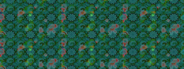 Raster çiçek desenleri çiziyor. Vadinin çiçekleri mavi ve yeşil renklerde.