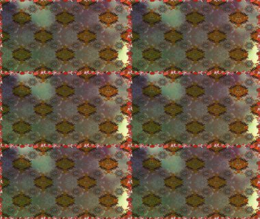 Düz Çiçek Elementleri Tasarımı. Kusursuz çiçek deseni. Renkli Bahar Temalı Kusursuz Arkaplan. Asya tekstil tarzında. Raster illüstrasyonu. Kahverengi ve gri renkte çiçekler.