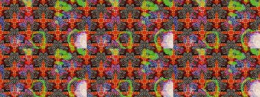 Halk tarzı. Modern çiçek arkaplanı. Moda baskıları için zarif bir şablon. Parlak renkli çiçekleri ve kahverengi ve bej renkli yaprakları olan harika bir çiçek deseni..