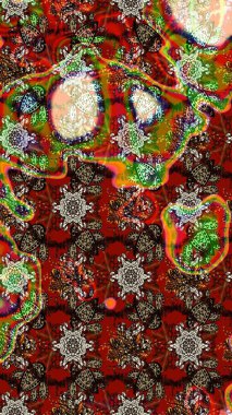 Hediye ambalaj kağıdı, tebrik kartları, posterler ve pankart tasarımı. Kahverengi ve kırmızı renkte çiçekler. Raster düz çiçek çizim deseni.