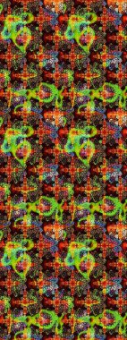 Süslü kumaş deseni. Düz Çiçek Elementleri Tasarımı. Renkli Bahar Teması eskiz kalıbı. Raster illüstrasyonunda çiçek deseni çizimi.