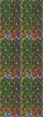 Renkli Bahar Temalı Kusursuz Arkaplan. Kusursuz bir mahsul. Raster Şirin kumaş deseni. Düz Çiçek Elementleri Tasarımı.