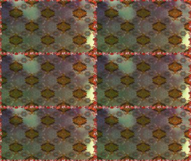 Düz Çiçek Elementleri Tasarımı. Kusursuz çiçek deseni. Renkli Bahar Temalı Kusursuz Arkaplan. Asya tekstil tarzında. Raster illüstrasyonu. Kahverengi ve gri renkte çiçekler.