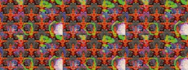 Halk tarzı. Modern çiçek arkaplanı. Moda baskıları için zarif bir şablon. Parlak renkli çiçekleri ve kahverengi ve bej renkli yaprakları olan harika bir çiçek deseni..