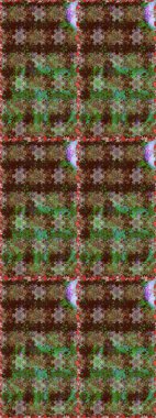 Çiçeksiz desenli, suluboya elle çizilmiş elementler. Parlak renkli fantezi çiçekleri, yapraklar, kahverengi ve yeşil renkli tomurcuklar kahverengi ve yeşil.