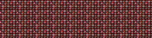 Çiçek kırmızısı ve kahverengi çizim deseni. Raster çiçek izi. Klasik taslak çizimi.