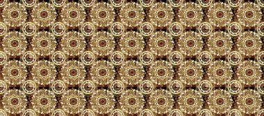 Paisleys zarif çiçek desenli arkaplan duvar kâğıdı çizimi. Klasik stil, güzel, üç boyutlu sanat eseri, altın ve kahverengi, bej, desenli çiçek yaprakları ve süslemeleri var..