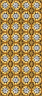 Kahverengi, sarı ve bej renklerde altın desenli altın elementler. Çiçek kiremitleri. İslam tasarımı. Raster altın tekstil baskısı. Kusursuz desenli oryantal süs.