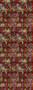 Gri, kahverengi ve kırmızı renklerde bahar çiçekleri. Raster illüstrasyonu. Çiçek ve yapraklı karalama şeklinde Raster çiçek deseni.