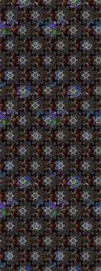 Siyah renklere karalamalar çizilmiş çiçek deseni. Raster illüstrasyonu.