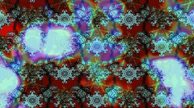 Raster illüstrasyonu. Klasik çiçek tasarımı elementleri. Mavi ve kahverengi kıvırcık çiçekler mavi ve kahverengi renklerde.