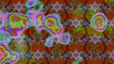 Güzel kumaş deseni. Renkli Bahar Teması eskiz kalıbı. Çiçek desenli çizim. Düz Çiçek Elementleri Tasarımı. Asya tekstil tarzında. Raster illüstrasyonu.