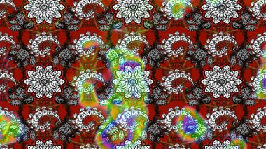 Çizim çiçek deseni duvar kâğıdı olarak kullanılabilir. Gri ve kırmızı renkte çiçekler. Raster illüstrasyonu.