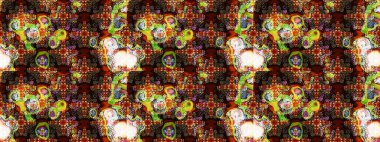 Raster stili kumaş deseni. Çiçekler suluboya çizim deseni.