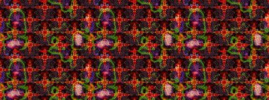 Düz Çiçek Elementleri Tasarımı. Renkli Bahar Teması eskiz kalıbı. Kahverengi ve siyah renkli çiçekler. Çiçekle çizim deseni.