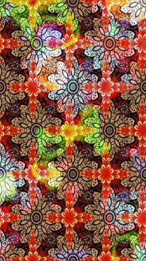 Raster çiçek desenli çiçek deseni, yapraklar, dekoratif elementler, sıçrama, lekeler, el çizimi kontur çizgileri ve Doodle çizim stili, grafik raster çizim çizimi.