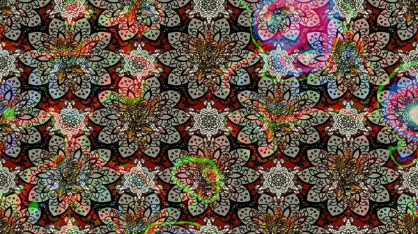 Raster illüstrasyonu. Zentangle soyut çiçekleri. Güzel kumaş deseni. Karalama çiçeği. Renkli Bahar Teması eskiz kalıbı. Düz Çiçek Elementleri Tasarımı.