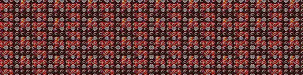 Siyah ve kırmızı renkte güzel çiçekler, suluboya desenli, duvar kağıdı, kart ya da kumaş için fayanslı eskizler. Raster..