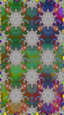 Üst manzara, yumuşak yeşil renk tarzı. Sevgililer günü ve tebrik kartı konsepti için şık bir davetiye. Çiçek kompozisyonu, el boyası, hassas şablon. Manzaralı çiçek deseni.