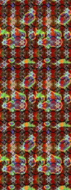 Raster illüstrasyonu. Şirin çiçekli eskiz deseni ve renklerde yapraklar, suluboya çiçek deseni, duvar kağıdı, kart veya kumaş için fayanslı.